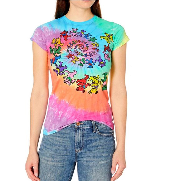 Grateful Dead Dancing Bears Tie Dye Liquid Blue jam rock T-Shirt XL NWT - Picture 1 of 3